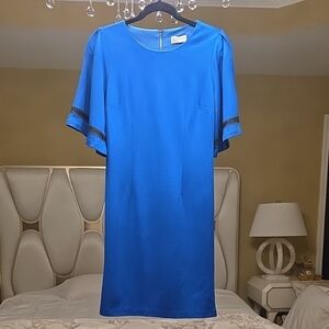 Carmen Marc Valvo Vibrant Blue Midi Dress EUC